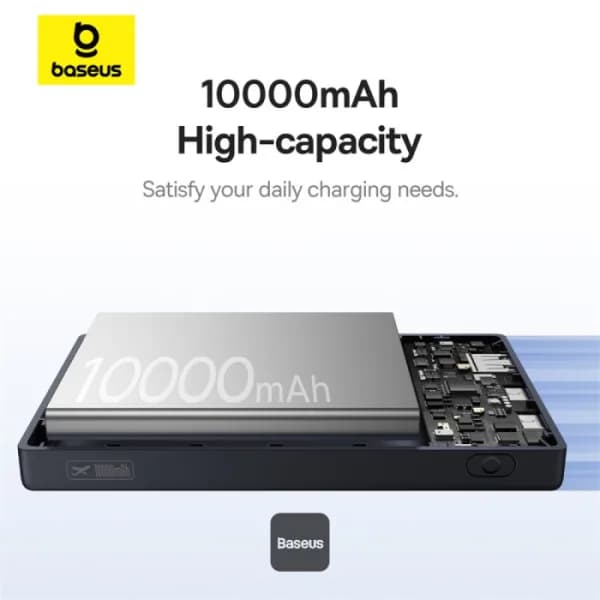 POWER BANK Baseus PicoGo, display, capacitate 10000mAh, 20W, 2 x USB Type-C, 1 x USB, total 5V/3A, include cablu Type-C to Type-C 60W lungime 30cm, negru, "P10076801123-00" - 6932172670856 — miniatură
