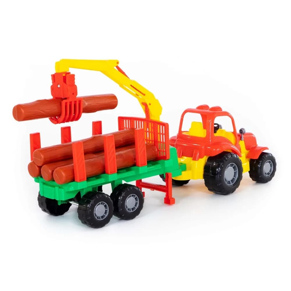 Tractor cu remorca + lemne - Hardy, 47x13x20 cm, Polesie — miniatură