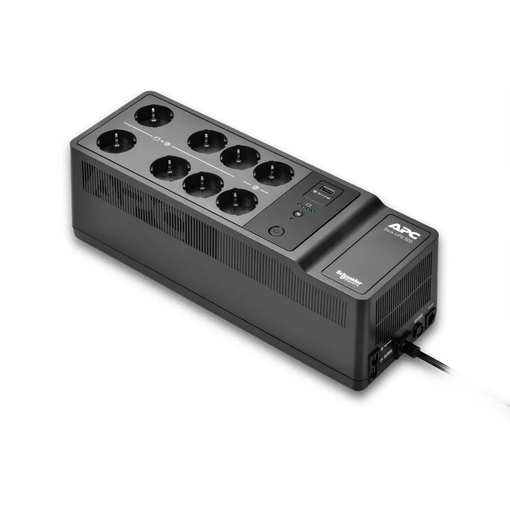 APC Back-UPS 500VA 8 schuko outlets 230V 1 USB charging port "BE500G2-GR" — miniatură