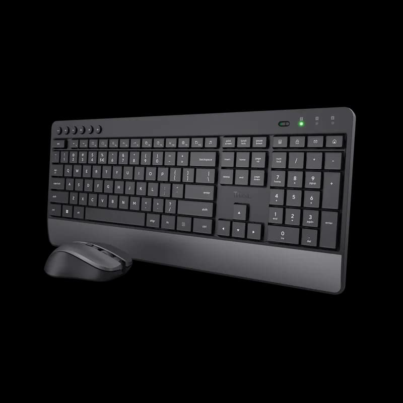Kit Wireless tastatura si mouse TRUST Trezo, taste numerice, negru