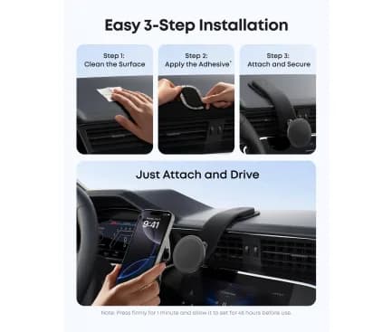 Suport auto pentru smartphone Anker, Nano, prindere bord, rotire 360grade, ajustabil 45grade, detasabil, negru, "A9110H11" - 194644272562 — miniatură