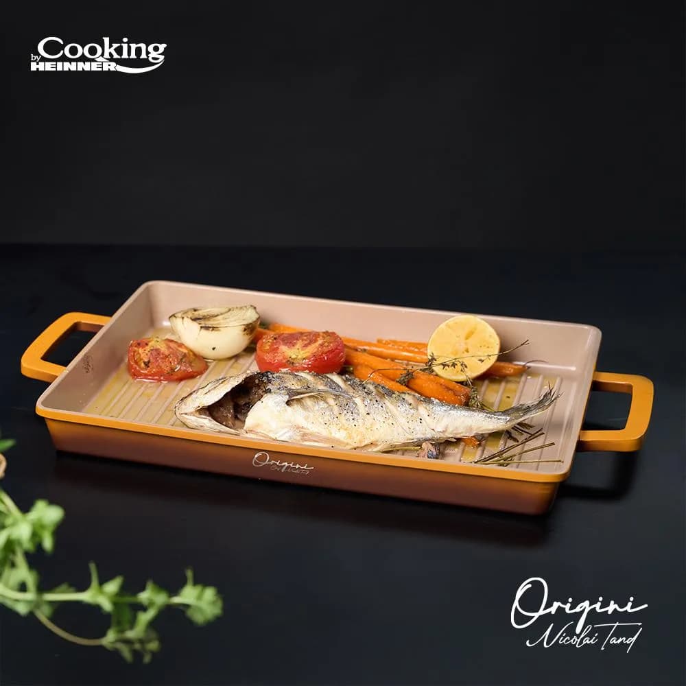 TAVA GRATAR ALUMINIU TURNAT 36 x 26.4 x 4 CM, NICOLAI TAND, ORIGINI, COOKING BY HEINNER — miniatură