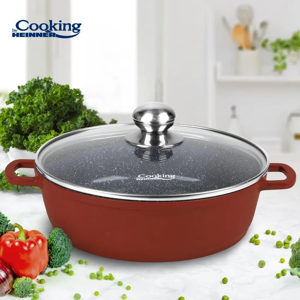 CRATITA ALUMINIU TURNAT+CAPAC 28x7.5 CM, 4.1 L, CALABRIA, COOKING BY HEINNER — miniatură