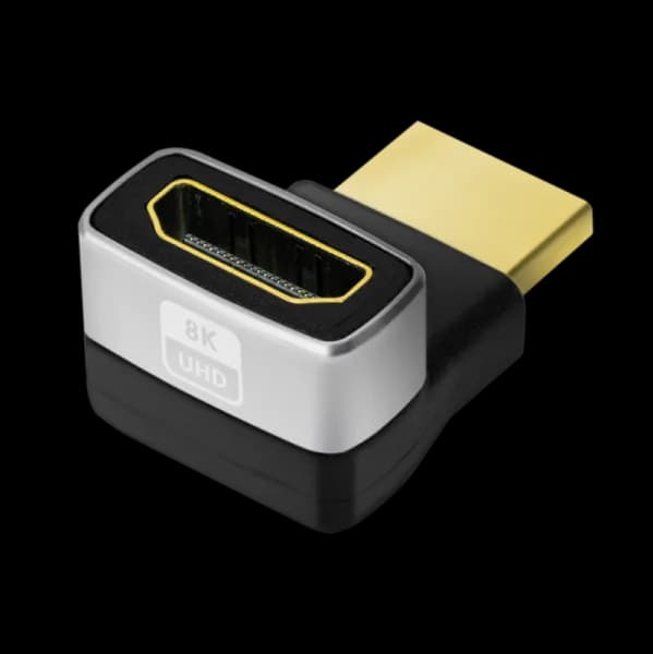 ADAPTOR video LOGILINK, HDMI (T) la HDMI (M), conectori auriti, rezolutie maxima 8K (7680 x 4320) la 60 Hz, 270 grade, negru-gri, "AH0007A"