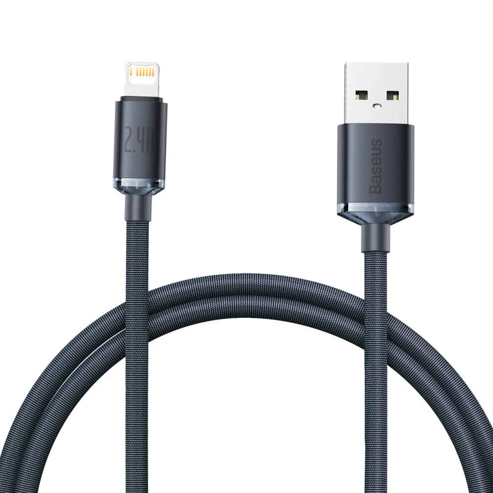 CABLU alimentare si date Baseus Crystal Shine, Fast Charging Data Cable pt. smartphone, USB la Lightning Iphone 2.4A, 1.2m, negru "CAJY000001" - 6932172602680