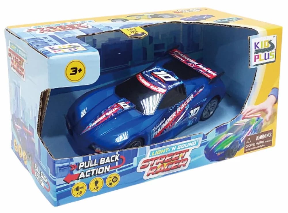 MASINUTA CU LUMINI, SUNETE SI SISTEM PULLBACK RACER, SCARA 1/24, DIVERSE CULORI- ALBASTRU, VERDE SI ROZ — miniatură