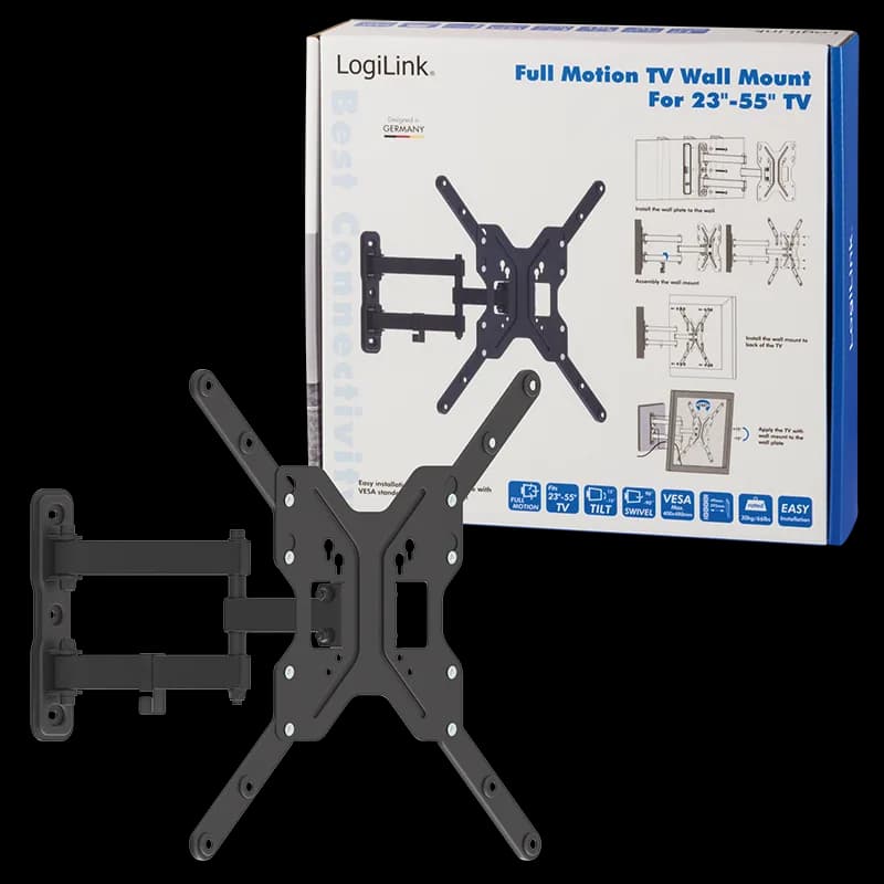 SUPORT de perete LOGILINK, pt 1 TV/monitor, diag. max 55 inch, inclinare, pivotare, rotire, orizontala, max 30 Kg, "BP0016" — miniatură