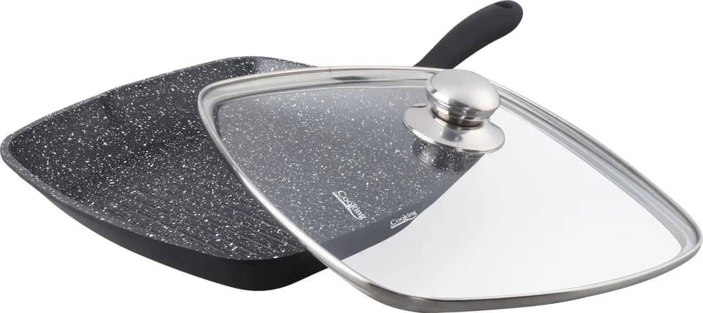 TIGAIE GRILL ALUMINIU + CAPAC 28 x 4.5 CM, DARK LINE, COOKING BY HEINNER — miniatură