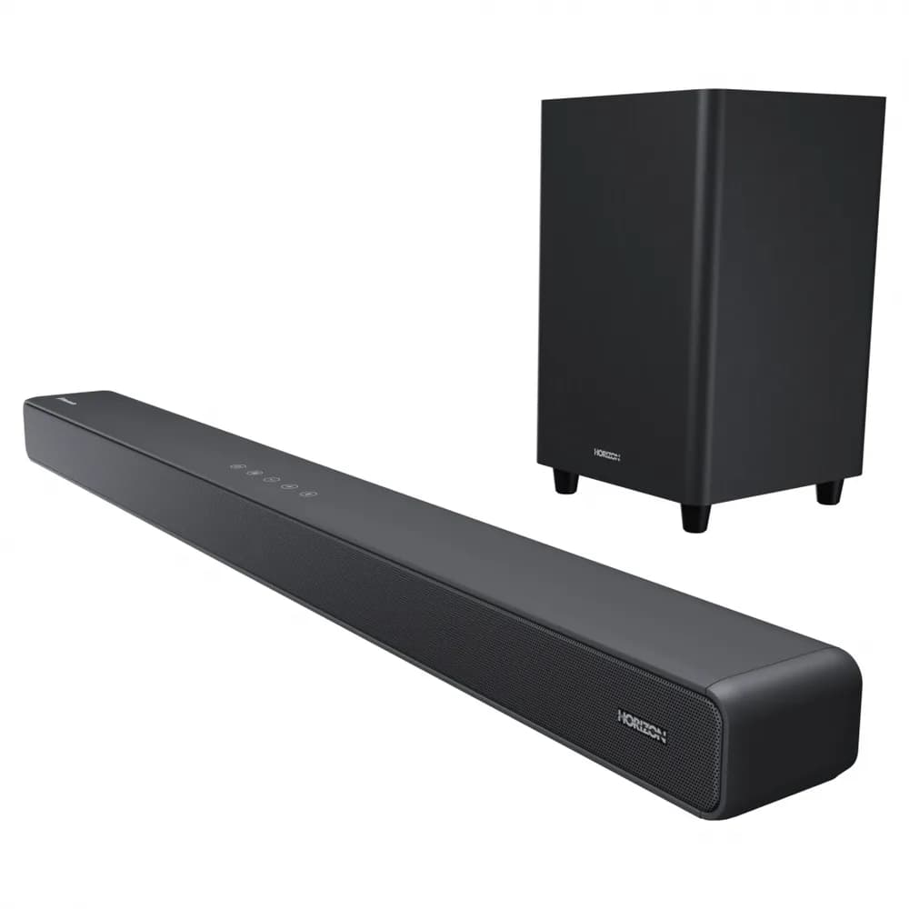 SOUNDBAR HORIZON HAV-S5950W / System 2.1 / Max Audio Power 160W (40W x2 + 80W) / Digital Optical / AUX (3.5mm) / HDMI-ARC (CEC) / BT 5.4 / USB Playback / DOT-Matrix Display / Remote + Button Keys / Impedance: 6Ω x2 + 4Ω / Signal to Noise Ratio (SNR): 73dB / Wall-Mount Ready / Full Size / Titanium — miniatură
