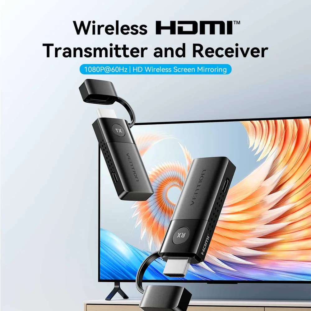 Transmitator video Vention, HDMI(T) USB-C(T), transmite semnal video la max 50m, rezolutie 1080p la 60Hz, 5GHz, negru, "ADKB0" - 6922794738539 — miniatură