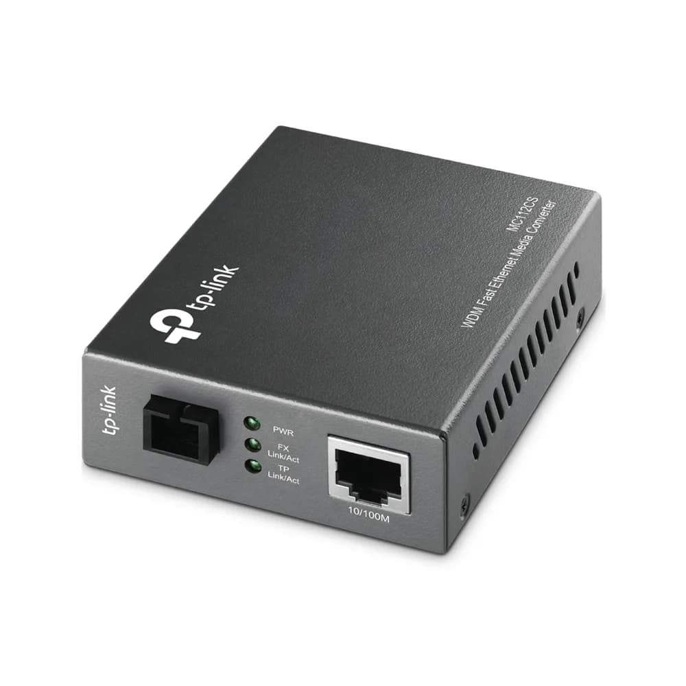 MEDIA CONVERTOR TP-LINK RJ45 10/100M la fibra SC single-mode 100M, Full-duplex, Tx:1310nm, Rx:1550nm, pana la 20Km, montabil in sasiu "MC112CS"