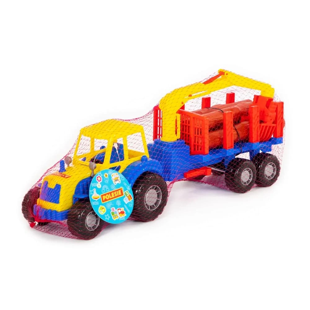 Tractor cu remorca lemne, 46,6x13,4x20 cm, Polesie — miniatură
