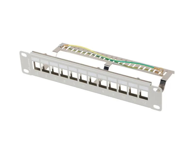 Patch panel gol 12 porturi 1U 10" FTP pentru module Keystone, gri V2