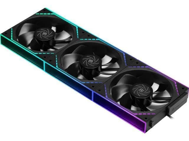 Set 3 ventilatoare Thermalright "TL-M12QR", 120mm, 1500 RPM, S-FDB Bearing, 47.6 CFM, LED ARGB, 4pin PWM, negru, "TL-M12QR-3"