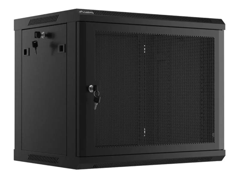 Dulap rack de perete 19", 9U, 600x450 mm, usa perforata, negru,