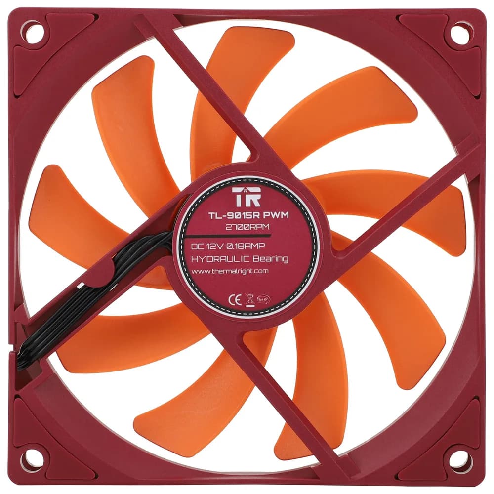 Ventilator Thermalright, 92mm, 2700 rpm, hydraulic bearing, 42.58 cfm, fara LED, 4pin PWM, maro - portocaliu, "TL-9015R" — miniatură