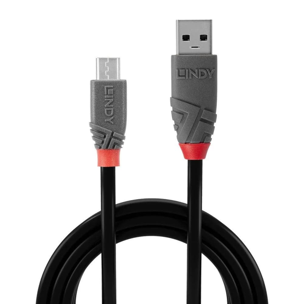Cablu transfer Lindy LY-36732, USB 2.0 Type A to MicroUSB, 1m, Anthra Line — miniatură