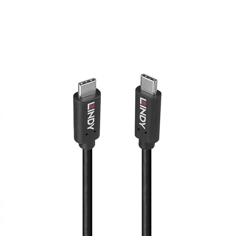 Cablu Lindy 1m USB 3.2 Type-C to Type-C (tata - tata), Black Line, Supported Bandwidth: 20Gbps, 100W PD, negru