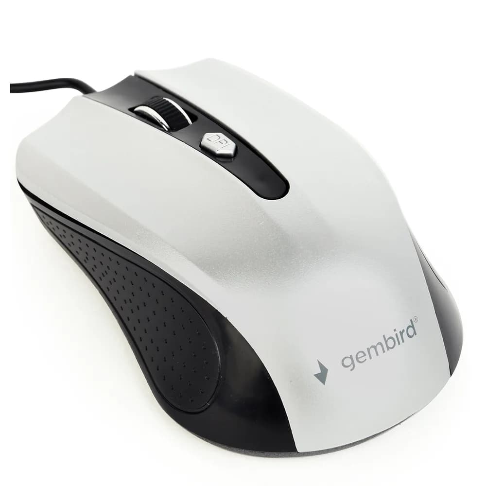 MOUSE GEMBIRD, PC sau NB, cu fir, USB, optic, 1200 dpi, butoane/scroll 4/1, negru / gri, "MUS-4B-01-BS"