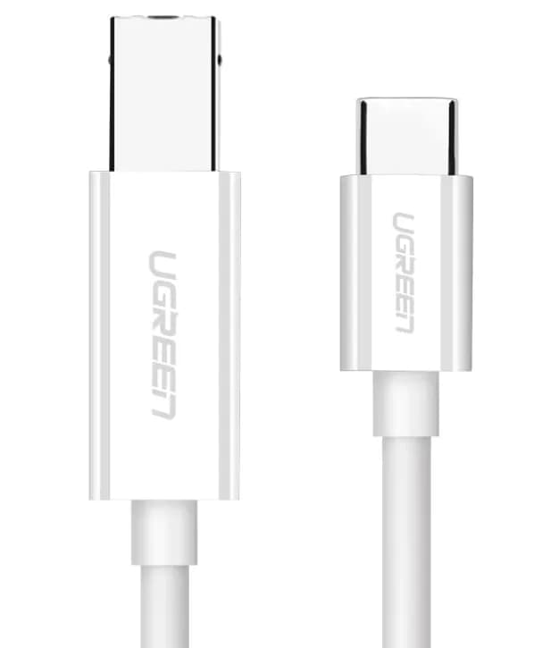 CABLU USB Ugreen pt. imprimanta, "US241" USB Type-C (T) la USB 2.0 Type-B (T), 1.5m, alb, "40417" - 6957303844173 — miniatură
