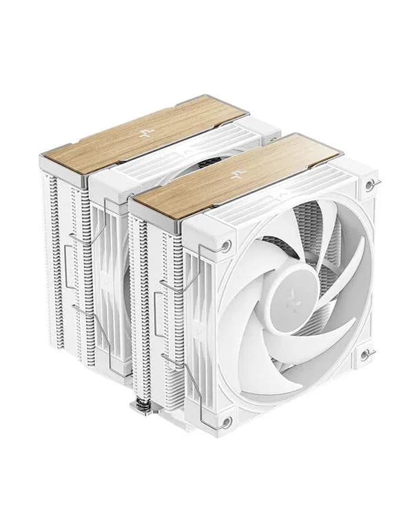 COOLER DeepCool "AK620 G2 WH" skt. Intel si AMD, racire cu aer, vent. 2 x 120mm, 2000 rpm, 6 heatpipes, inaltime 159mm, top cover lemn, alb,"R-AK620G2-WHNNMN-GJD" — miniatură