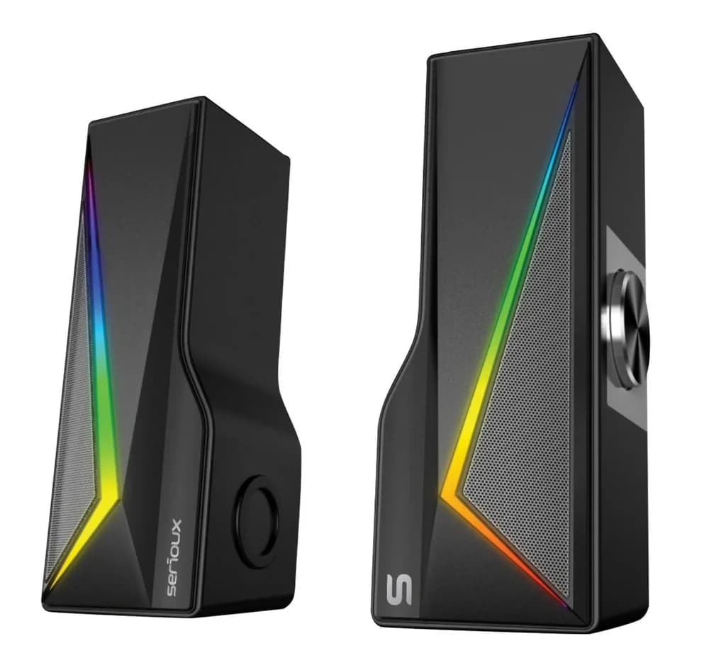 Boxe gaming 2.0 Blys RGB, functie Dual Mode Bluetooth , putere: 3W x 2, impedanță: 4Ω, frecvență: 200Hz - 16KHz, sensibilitate: 650mv±50mv, alimentare: DC5V / 1A, S/N:≥85dB, dimensiunea driverului: 2 inch x 2, Conexiune: 3.5mm jack TRS, RGB : 6 moduri de lumină, cablu USB & audio: 1.2m