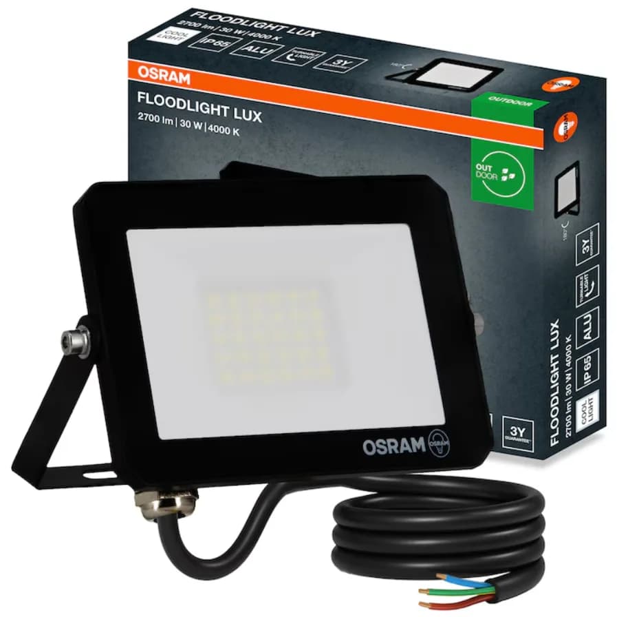 Proiector LED Osram LUX, 30W, 220-240V, 2700 lm, lumina neutra (4000K), IP65, Negru