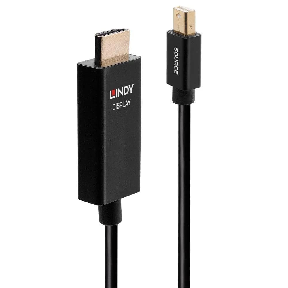 Cablu Lindy LY-40922, Mini DisplayPort to HDMI Cable, 2m, negru — miniatură