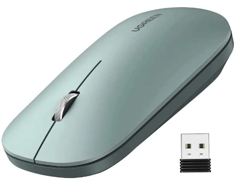 MOUSE Ugreen, "MU001" PC sau NB, wireless 2.4GHz, optic, 3/1 butoane/scroll, 4000 dpi, verde "90374" - 6957303893744