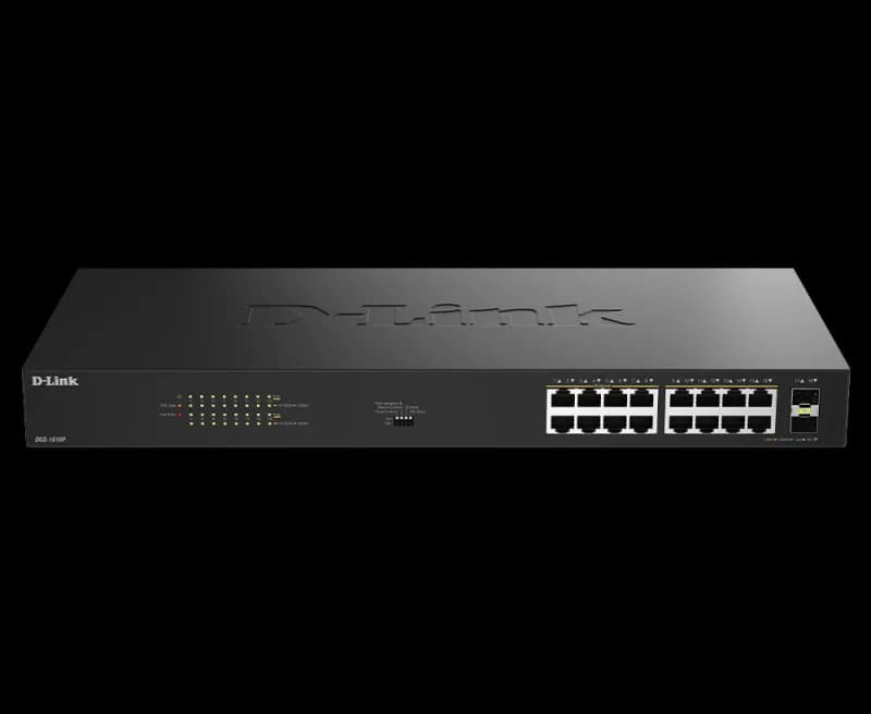 Switch D-Link 16 port GE PoE Unmanaged, capacitate 36 Gbps, standar PoE 802.3af/at, negru