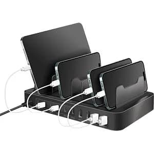 STATIE INCARCARE retea 220V LOGILINK universal, 4 x USB-A, 6 x USB-C, PD & QC 3.0, 120W, prot. supracurent/ supratensiune/ scurtcircuit, negru, "PA0327" — miniatură