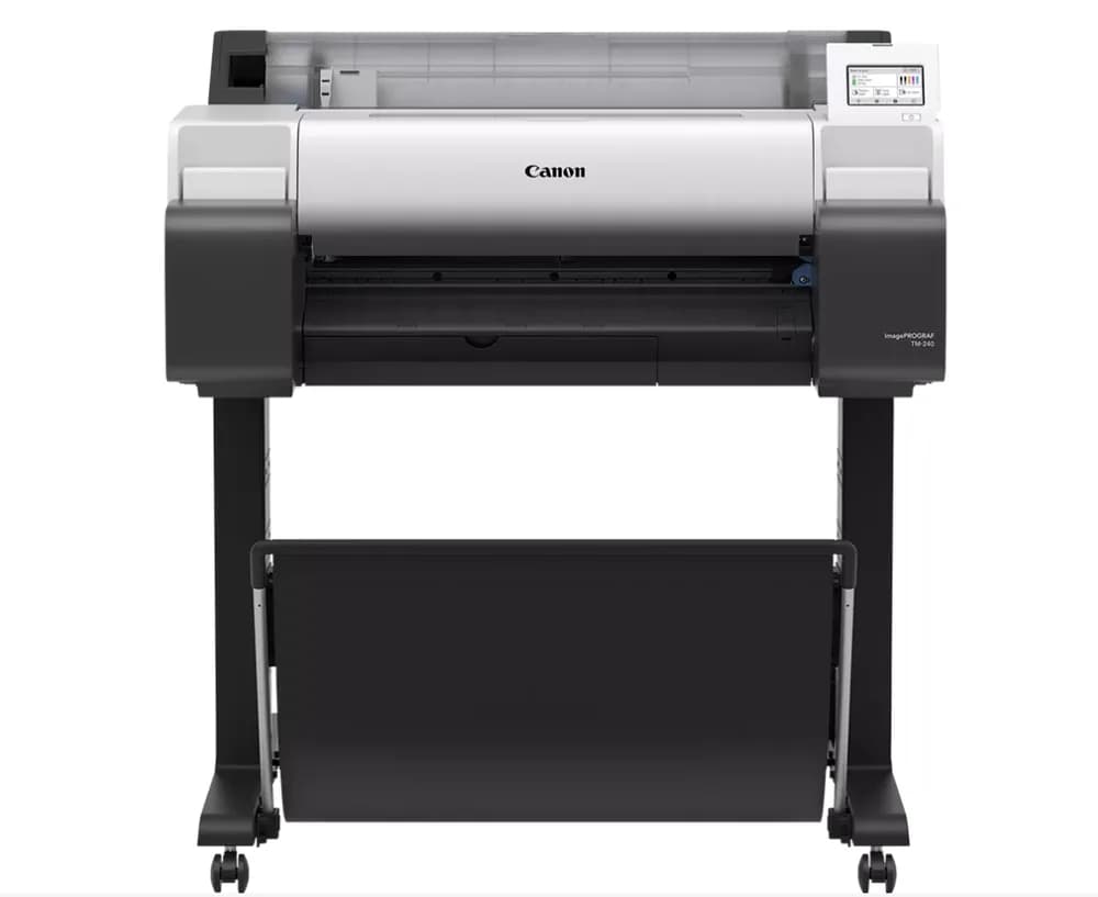 Plotter Canon imagePROGRAF TM-240 24"(610mm), format A1, 5 culori, rezolutie max 2400x1200dpi, memorie 2GB, limbaje de imprimare: HP-GL/2, HP RTL, JPEG (Ver. JFIF 1.02), CALS G4 (submission via FTP only)), display LCD 4.3", interfata: USB 2.0, Ethernet,WIFI consumabile: M: PFI-031(55ml), MBK/BK/C/Y