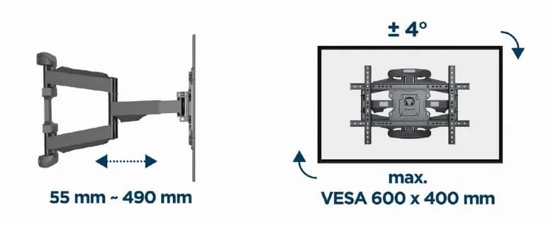 SUPORT de perete GEMBIRD, pt 1 TV/monitor, diag. max 32" - 75", full-motion, max 45 kg, "WM-75ST-02" — miniatură