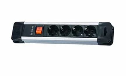 PRELUNGITOR Bachmann, Schuko x 4, conectare prin Schuko (T), cablu 2 m, protectie copii, negru | argintiu, "330.100R"