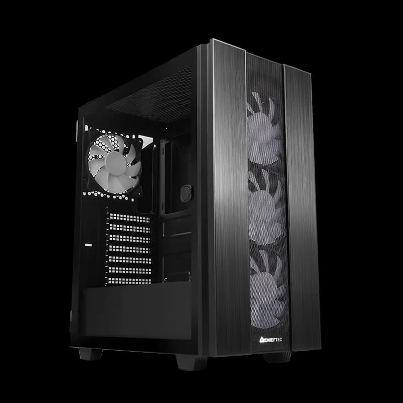 CARCASA Chieftec "HUNTER 2", Middle Tower,ATX fara sursa, sticla securizata,4xfan ARGB,USB 3.2 gen 1x1,USB Type-Cx1, ack 3.5mm,mesh pt. filtrare praf,HUB, fan ctr, "GS-02B-OP" — miniatură