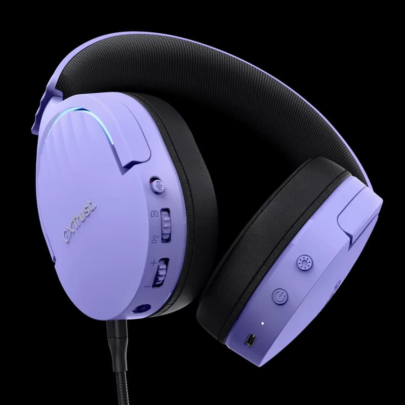 Casti Gaming Head-band Trust GXT 491P FAYZO, Wireless/Wired, mov — miniatură