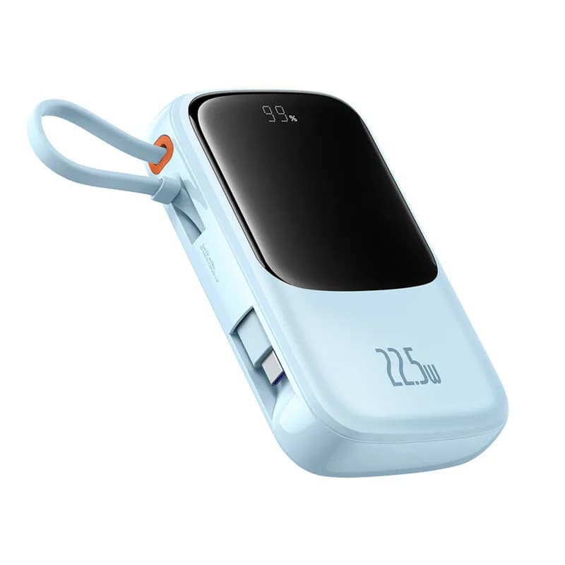 POWER BANK Baseus Qpow Pro+ Digital Display, 10000mAh, 22.5W, 2 x USB Type-C output/input, 1 x USB, 1 x Lightning, albastru, "P10067101313-00" - 6932172652470