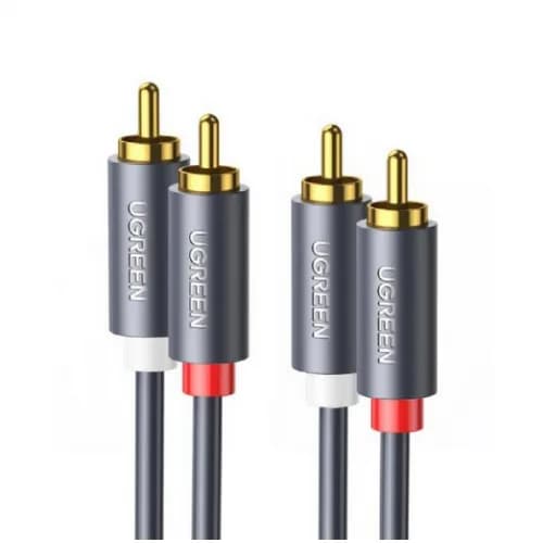 CABLU audio Ugreen, "AV104" 2 x RCA (T) la 2 x RCA (T), 1.5m, conectori auriti, negru "10517" - 6957303815173