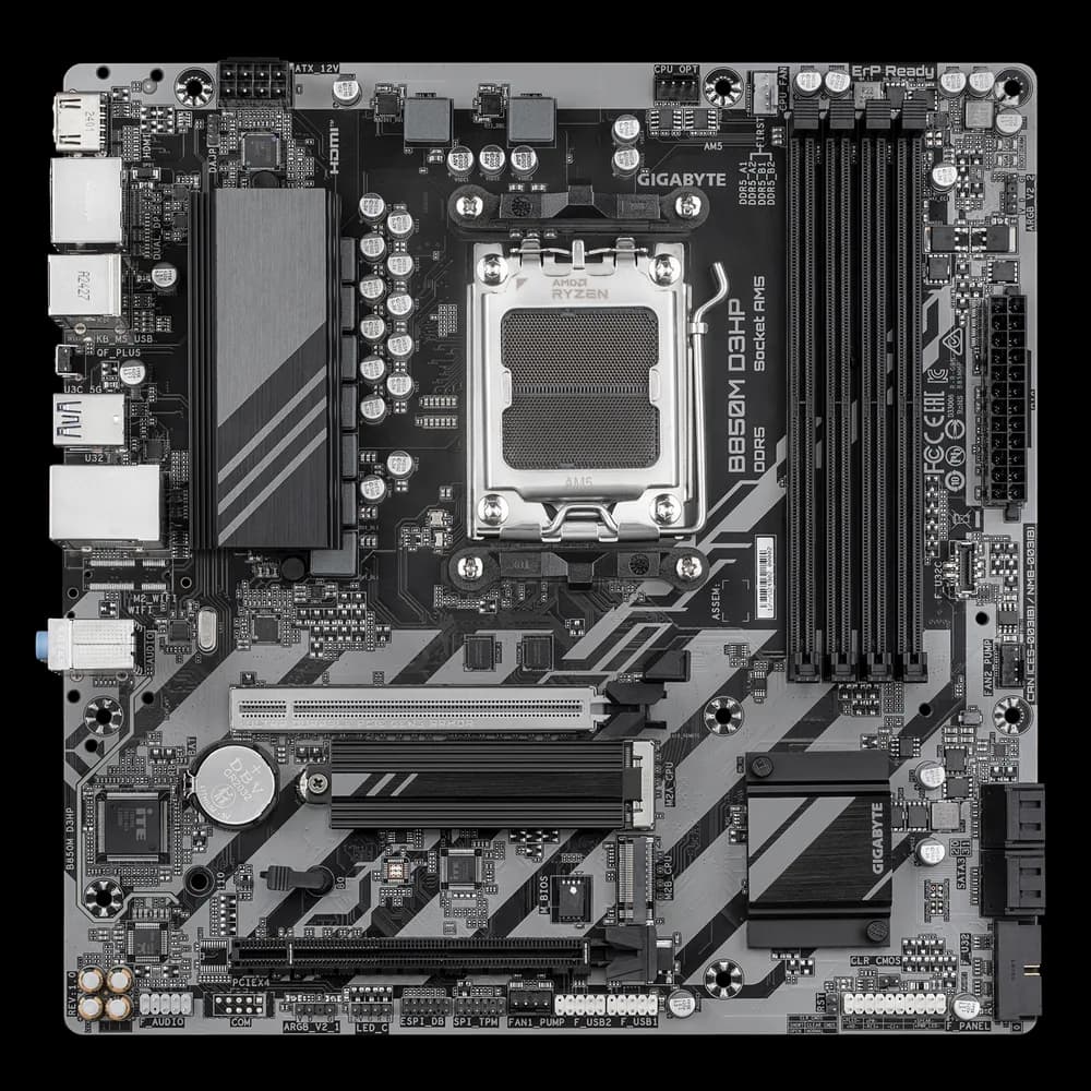 Placa de baza GIGABYTE B850M D3HP, AM5, DDR5, mATX, Gri/Negru "B850M D3HP"
