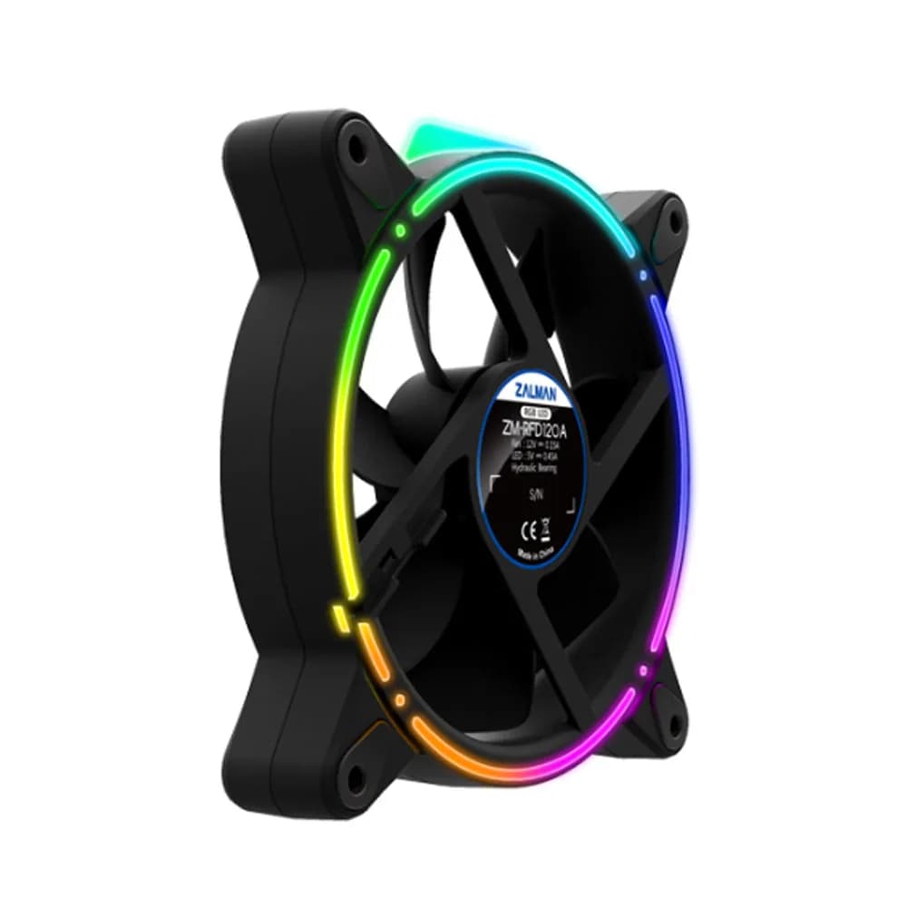 Ventilator Zalman "RFD120A", 120mm, 1500 RPM, hydraulic bearing, 34.34 cfm, 3-pin adresabil, negru, "ZM-RFD120A" — miniatură