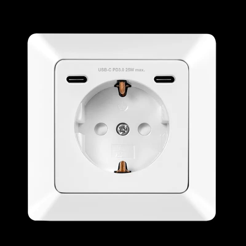 PRIZA LOGILINK, pentru perete, Schuko x 1, 2xUSB-C PD 25W, 230V AC, 50 Hz, 16A, protectie IP20, adancime 29.5mm, alb, "PA0331"