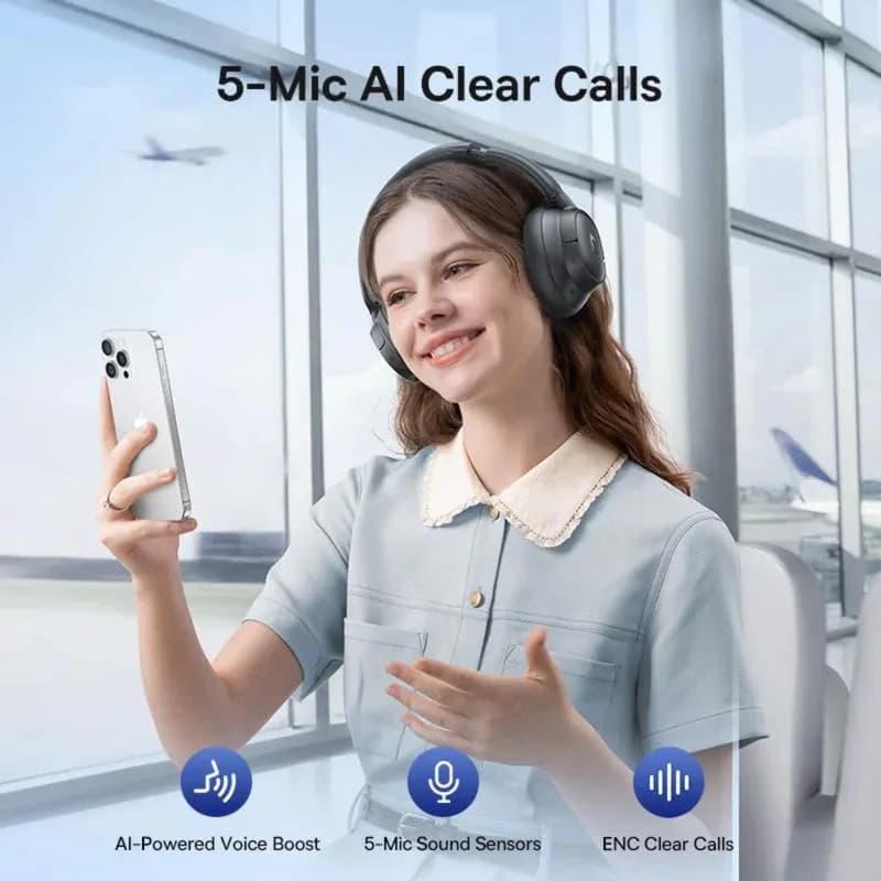 CASTI Baseus Bowie Bass BH1 NC Wireless Noise Cancelling, over ear, 40mm Dynamic Drivers, autonomie 80 ore, microfon pe casca, conectare prin Bluetooth 6.0, negru "A0203703" - 6932172696993 — miniatură