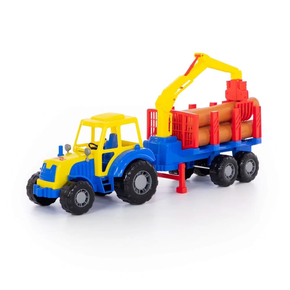Tractor cu remorca + lemne - Altay, 61x17x25 cm, Polesie — miniatură