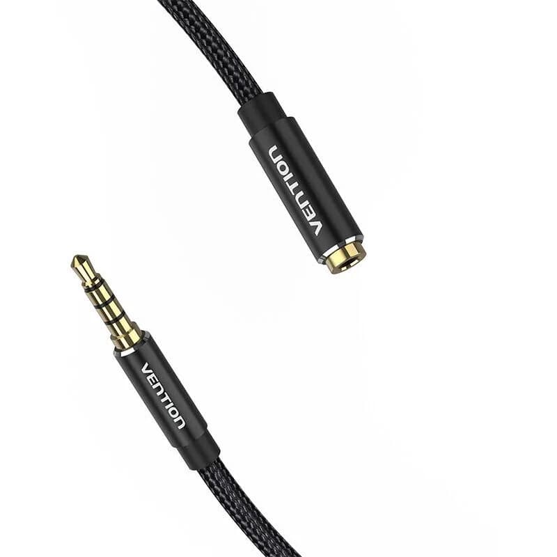 Cablu audio Vention, Jack 3.5mm (T) la Jack 3.5mm (M), 2m, conectori auriti, braided BBC, negru, "BHCBH" - 6922794765689 — miniatură