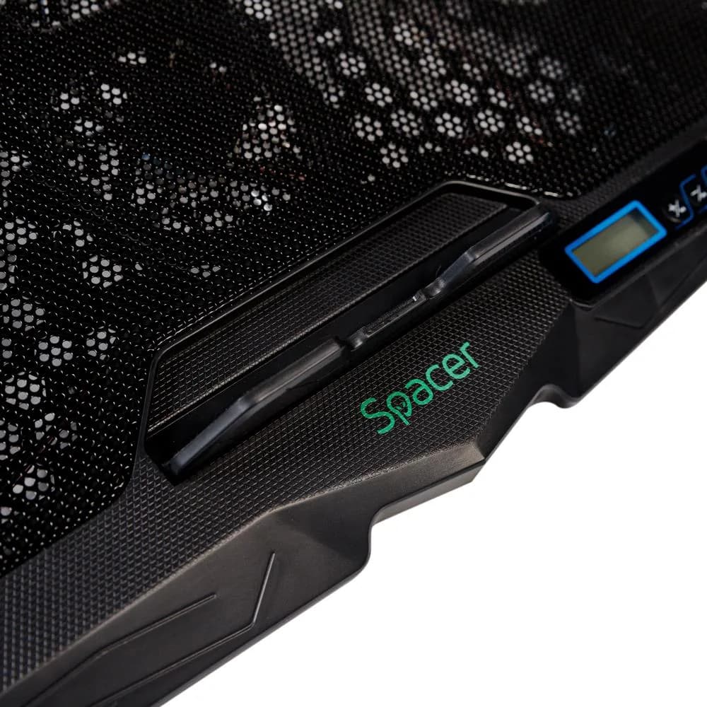 Stand Spacer notebook 17″ Gaming, sita metal, Airflow: 72CFM, 2xfan 12.5cm, 2xfan 7cm cu led albastru, ventilatoare 125 mm x 2 buc, 70 mm x 2 buc, viteza rotatie maxima 1500 +/-10% RPM — miniatură