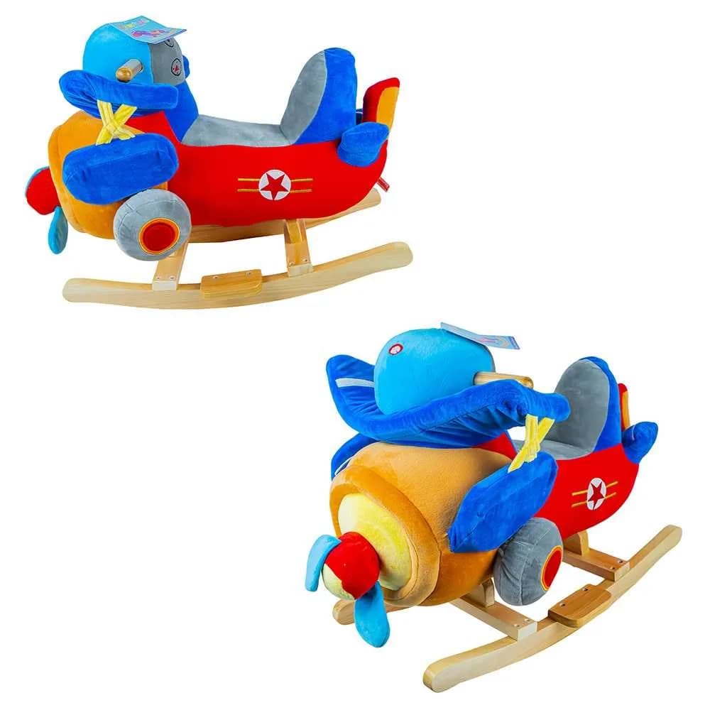 Balansoar pentru bebelusi, Avion, lemn + plus, 60x34x45 cm — miniatură