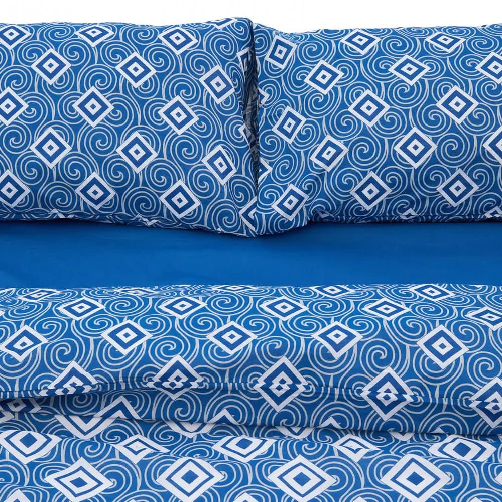 Lenjerie dubla 100% bumbac 4 piese, Blu — miniatură