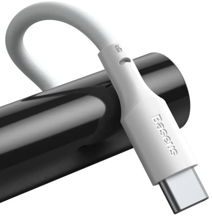 Cablu alimentare si date Baseus Simple Wisdom, Fast Charging Data Cable pt. smartphone, USB la USB Type-C 5A (2buc/set), 1.5m, alb — miniatură