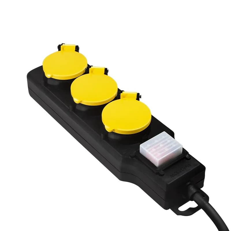 PRELUNGITOR LOGILINK, Schuko x 3, conectare prin Schuko (T), cablu 1.5 m, 16 A, protectie stropire cu apa, negru/ galben, "LPS253" — miniatură