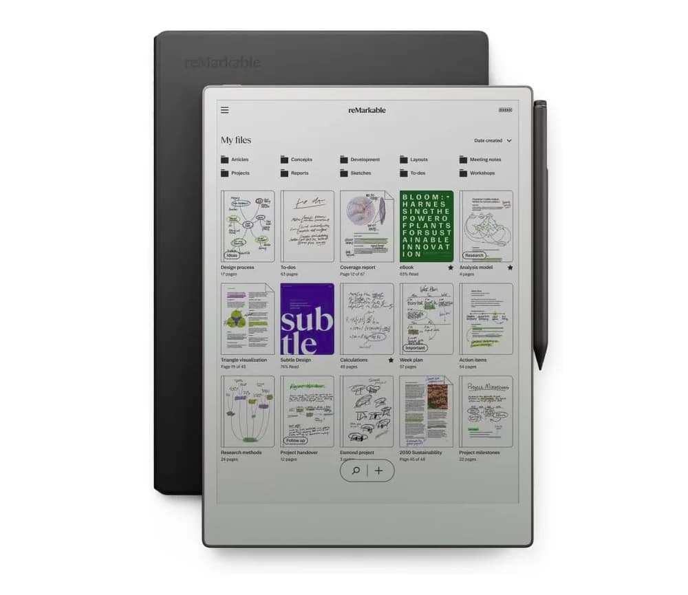 reMarkable Paper Pro with MarkerPlus and BookFolio Pro Leather (Black) — miniatură
